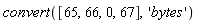 convert([65, 66, 0, 67], 'bytes')