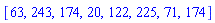 [63, 243, 174, 20, 122, 225, 71, 174]