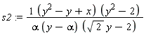 s2 := (y^2-y+x)*(y^2-2)/(alpha*(y-alpha)*(sqrt(2)*y-2))