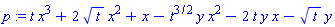 t*x^3+2*t^(1/2)*x^2+x-t^(3/2)*y*x^2-2*t*y*x-t^(1/2)*y