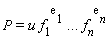 P = u*f[1]^(exp(1))[1] .. f[n]^(exp(1))[n]