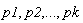 p1, p2, () .. (), pk