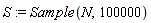 S := Sample(N, 100000)