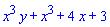 x^3*y+x^3+4*x+3