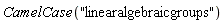 CamelCase("linearalgebraicgroups")