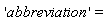'abbreviation'=