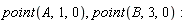 point(A, 1, 0), point(B, 3, 0)