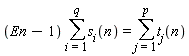 (En-1)*(sum(s[i](n), i = 1 .. q)) = sum(t[j](n), j = 1 .. p)