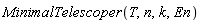 MinimalTelescoper(T, n, k, En)