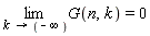 limit(G(n, k), k = -infinity) = 0