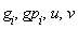 g[i], gp[i], u, v