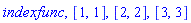 indexfunc, [1, 1], [2, 2], [3, 3]