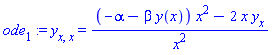 ode[1] := y[x, x] = ((-alpha-beta*y(x))*x^2-2*x*y[x])/x^2