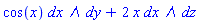 _DG([["form", N, 2], [[[1, 2], cos(x)], [[1, 3], 2*x]]])