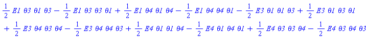_DG([["tensor", O6, [["con_bas", "cov_bas", "cov_bas", "cov_bas"], []]], [[[1, 3, 1, 3], 1/2], [[1, 3, 3, 1], -1/2], [[1, 4, 1, 4], 1/2], [[1, 4, 4, 1], -1/2], [[3, 1, 1, 3], -1/2], [[3, 1, 3, 1], 1/2], [[3, 4, 3, 4], 1/2], [[3, 4, 4, 3], -1/2], [[4, 1, 1, 4], 1/2], [[4, 1, 4, 1], -1/2], [[4, 3, 3, 4], 1/2], [[4, 3, 4, 3], -1/2]]])
