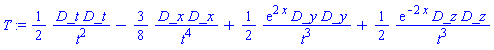 _DG([["tensor", M10, [["con_bas", "con_bas"], []]], [[[1, 1], (1/2)/t^2], [[2, 2], -(3/8)/t^4], [[3, 3], (1/2)*exp(2*x)/t^3], [[4, 4], (1/2)*exp(-2*x)/t^3]]])