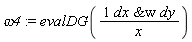 omega4 := evalDG(`&w`(dx, dy)/x)