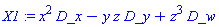 _DG([["vector", M, []], [[[1], x^2], [[2], -y*z], [[4], z^3]]])