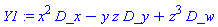 _DG([["vector", M, []], [[[1], x^2], [[2], -y*z], [[4], z^3]]])