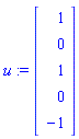 u := Vector[column]([[1], [0], [1], [0], [-1]])