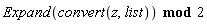 `mod`(Expand(convert(z, list)), 2)