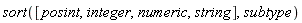 sort([posint, integer, numeric, string], subtype)