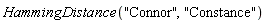 HammingDistance("Connor", "Constance")