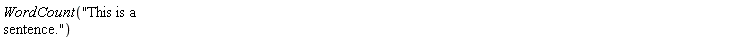 WordCount("This is a sentence.")