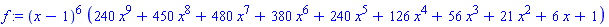 f := (x-1)^6*(240*x^9+450*x^8+480*x^7+380*x^6+240*x^5+126*x^4+56*x^3+21*x^2+6*x+1)
