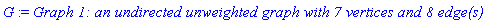 G := `Graph 1: an undirected unweighted graph with 7 vertices and 8 edge(s)`