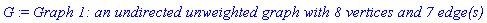 G := `Graph 1: an undirected unweighted graph with 8 vertices and 7 edge(s)`