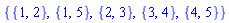 {{1, 2}, {1, 5}, {2, 3}, {3, 4}, {4, 5}}