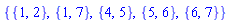 {{1, 2}, {1, 7}, {4, 5}, {5, 6}, {6, 7}}