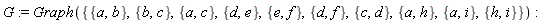 G := Graph({{a, b}, {a, c}, {a, h}, {a, i}, {b, c}, {c, d}, {d, e}, {d, f}, {e, f}, {h, i}})