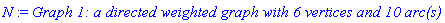 N := `Graph 1: a directed weighted graph with 6 vertices and 10 arc(s)`