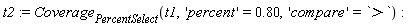 t2 := Coverage[PercentSelect](t1, 'percent' = .80, 'compare' = `>`)