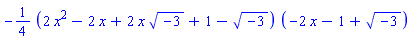 -(1/4)*(2*x^2-2*x+2*x*(-3)^(1/2)+1-(-3)^(1/2))*(-2*x-1+(-3)^(1/2))