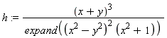 h := (x+y)^3/expand((x^2-y^2)^2*(x^2+1))