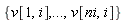 {v[1, i], v[ni, i], () .. ()}