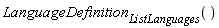 LanguageDefinition[ListLanguages]()
