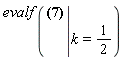 evalf(eval(EllipticNome(k) = exp(-Pi*EllipticCK(k)/EllipticK(k)), k = 1/2))