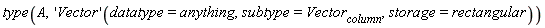 type(A, ('Vector')(datatype = anything, subtype = Vector[column], storage = rectangular))