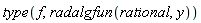 type(f, radalgfun(rational, y))