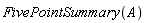 FivePointSummary(A)