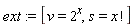 ext := [v = 2^x, s = factorial(x)]