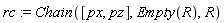 rc := Chain([px, pz], Empty(R), R)