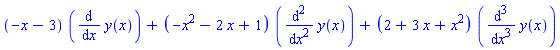 (-x-3)*(diff(y(x), x))+(-x^2-2*x+1)*(diff(y(x), `$`(x, 2)))+(2+3*x+x^2)*(diff(y(x), `$`(x, 3)))