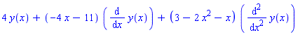 4*y(x)+(-4*x-11)*(diff(y(x), x))+(3-2*x^2-x)*(diff(y(x), `$`(x, 2)))