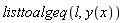 listtoalgeq(l, y(x))