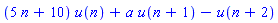 (5*n+10)*u(n)+a*u(n+1)-u(n+2)